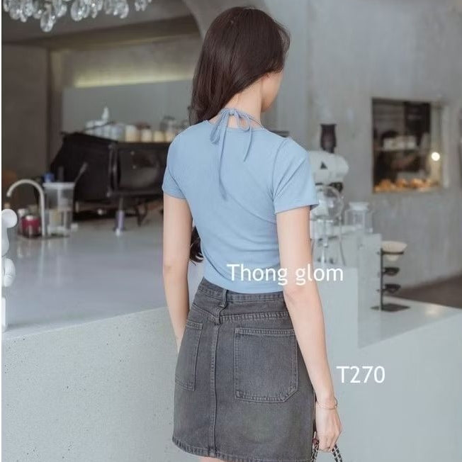 【T141】THONGGLOM TG家挂脖假两件上衣Tee
