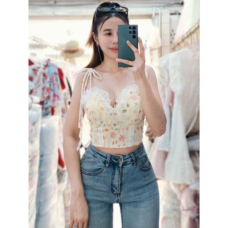 【T544】Flora Croset Tank 性感蕾丝马甲上衣