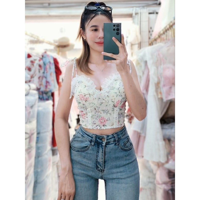 【T544】Flora Croset Tank 性感蕾丝马甲上衣