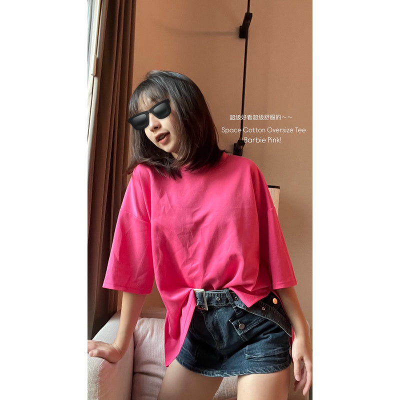 【T030】PREMIUM SIWA Space Cotton Women Oversize Top 太空棉 侧边开叉 Oversize Tee Women Tshirt