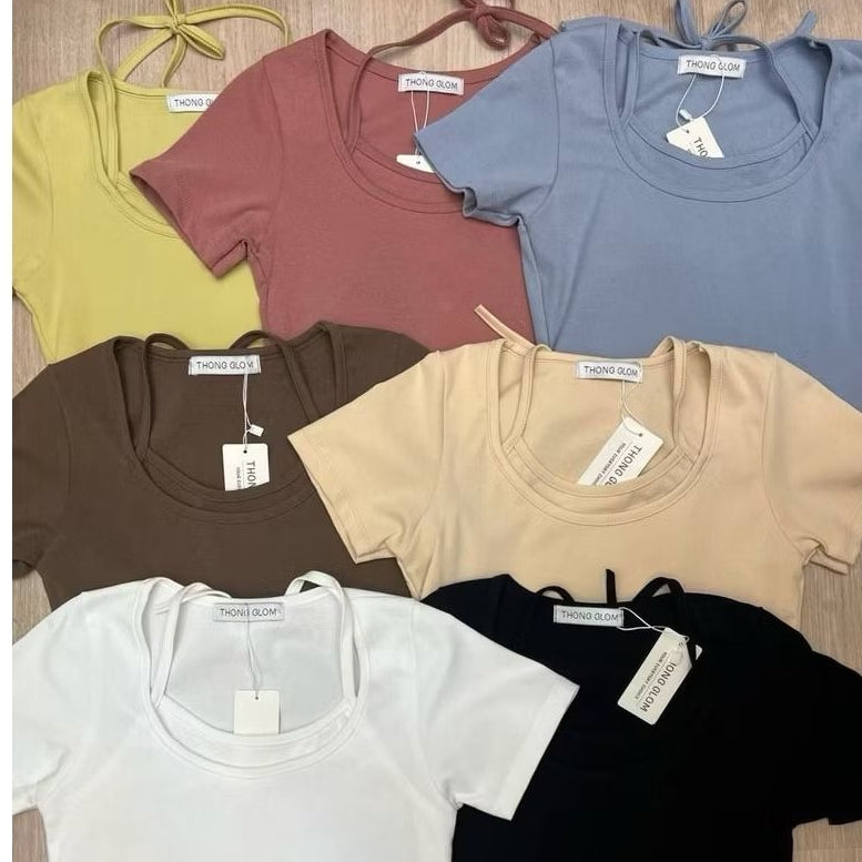【T141】THONGGLOM TG家挂脖假两件上衣Tee