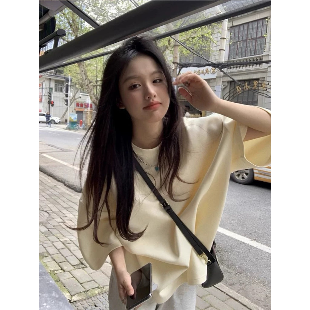 【T030】PREMIUM SIWA Space Cotton Women Oversize Top 太空棉 侧边开叉 Oversize Tee Women Tshirt