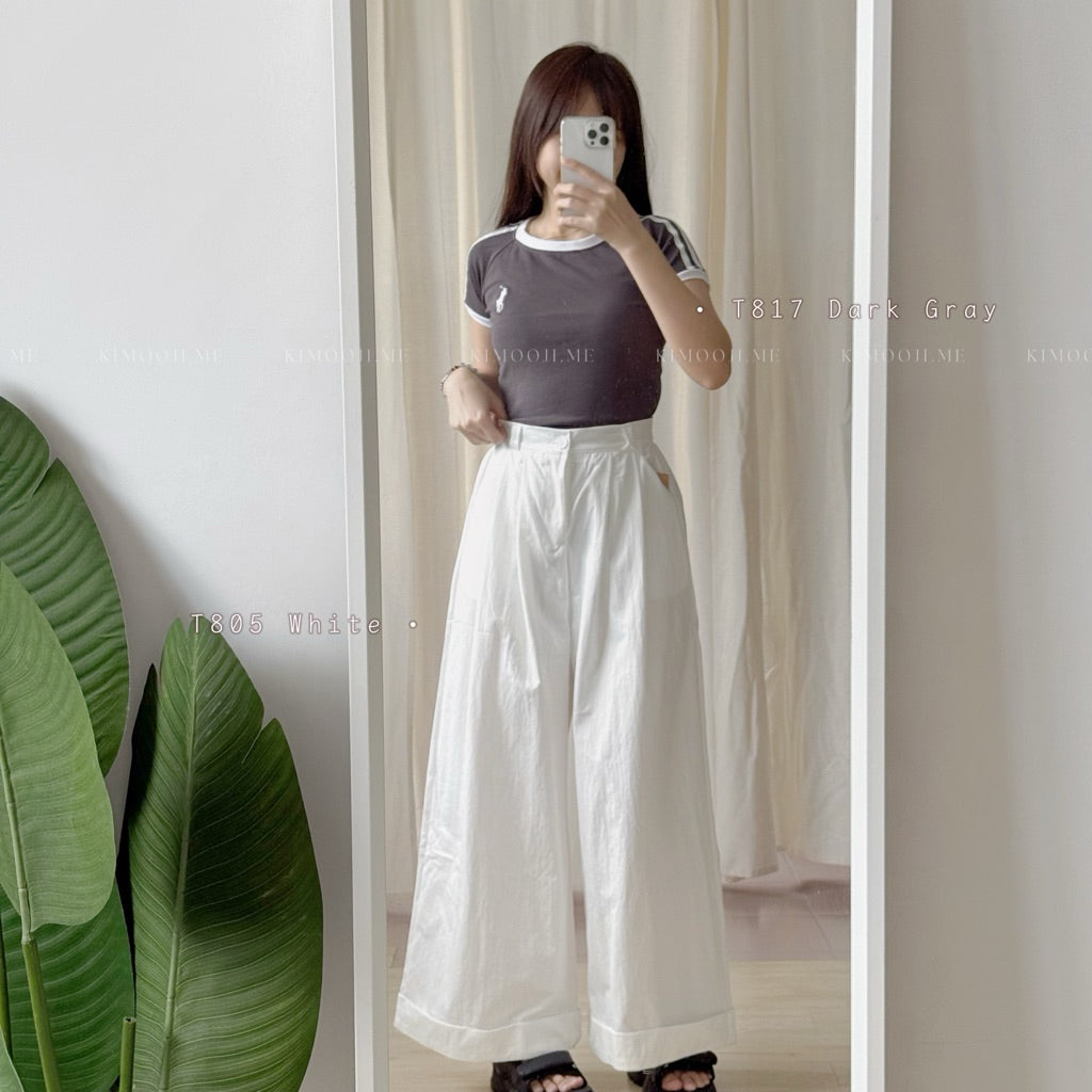 【T817】KOB 高弹力拼色小马刺绣短袖上衣运动风女Tee