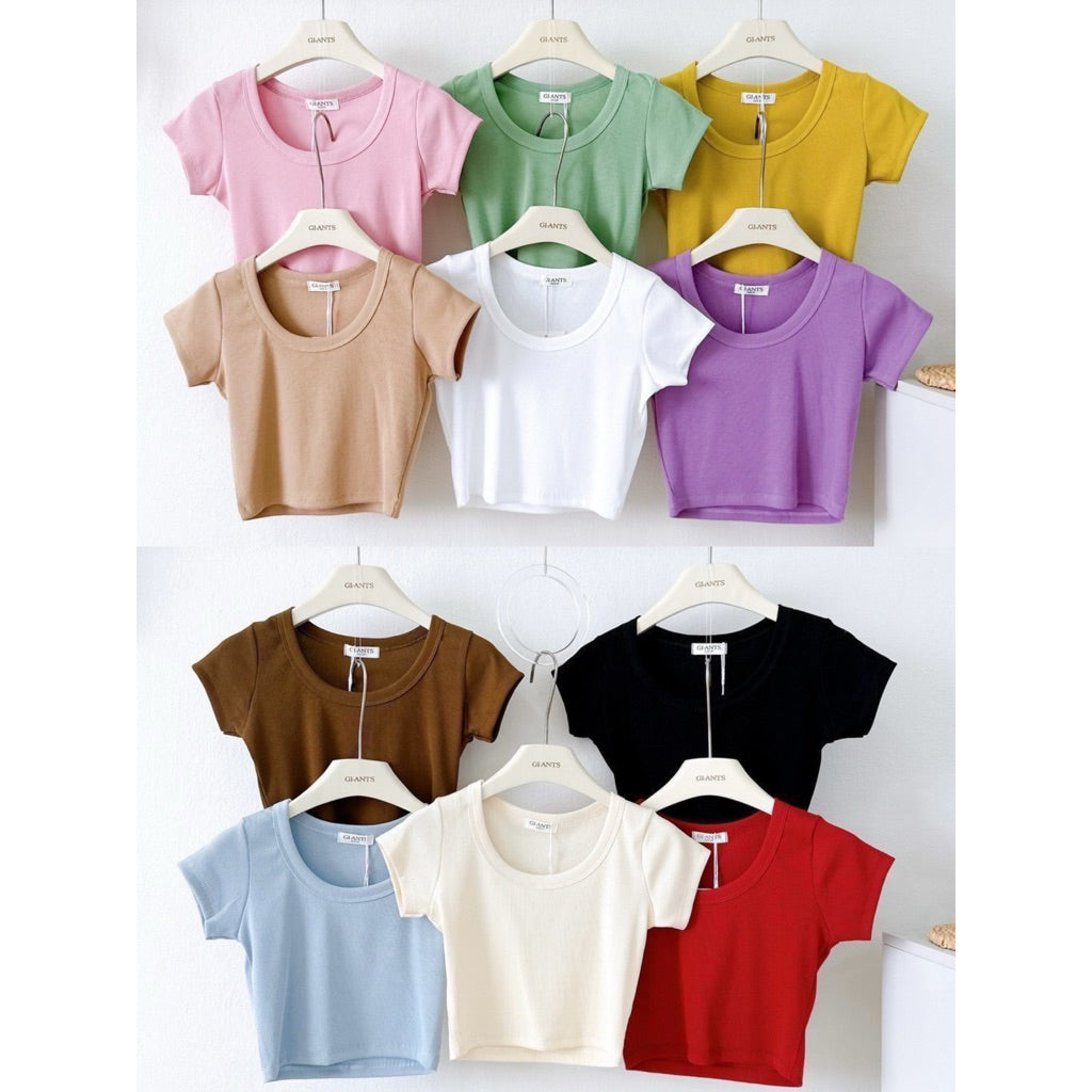 【T848】GIANT基础纯色螺纹棉Tee