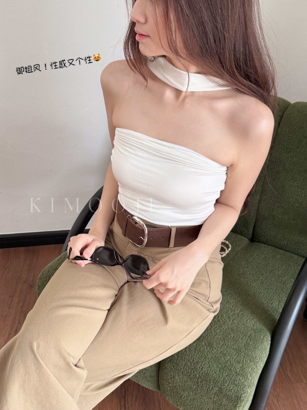 【T1019】百搭！莫代尔Choker Tube Top PINKO