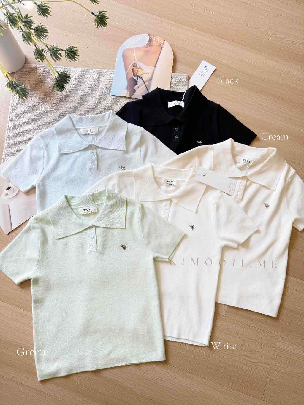 【T972】WAYA Knit Polo T 高品质针织短袖T恤女生