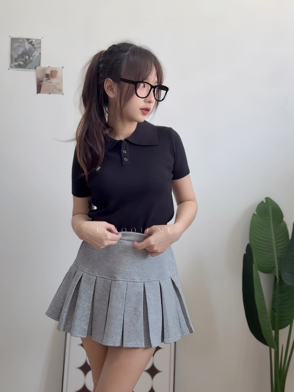 【T972】WAYA Knit Polo T 高品质针织短袖T恤女生