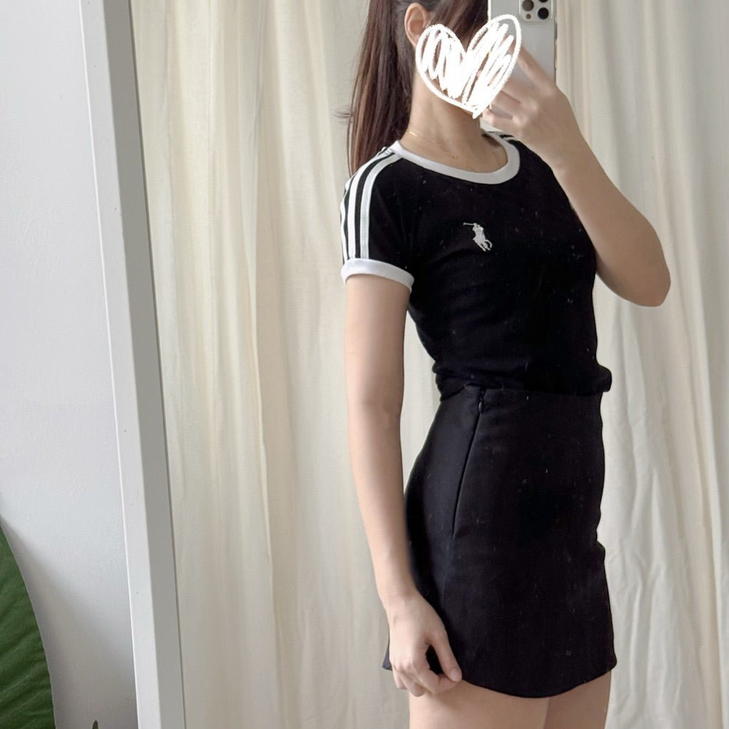 【T817】KOB 高弹力拼色小马刺绣短袖上衣运动风女Tee