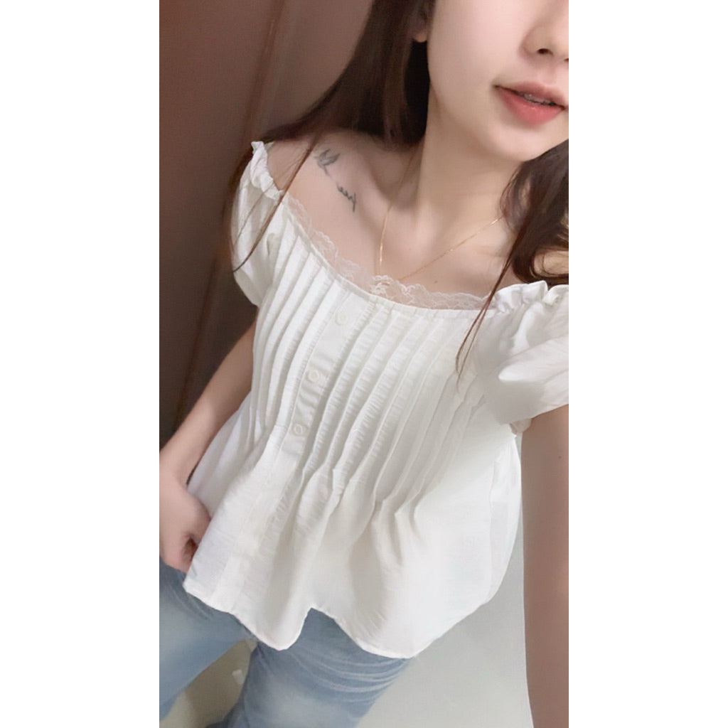 【T887】减龄泡泡袖甜美娃娃上衣