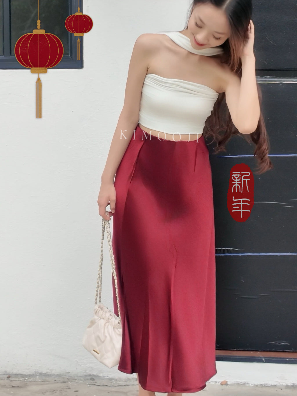 【T1019】百搭！莫代尔Choker Tube Top PINKO