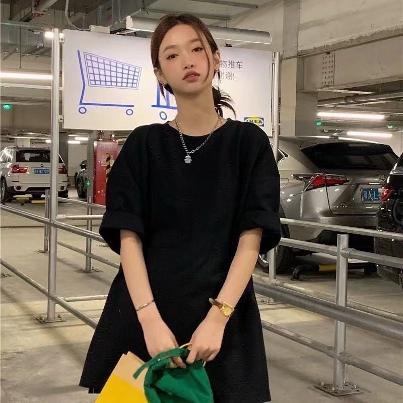 【T030】PREMIUM SIWA Space Cotton Women Oversize Top 太空棉 侧边开叉 Oversize Tee Women Tshirt