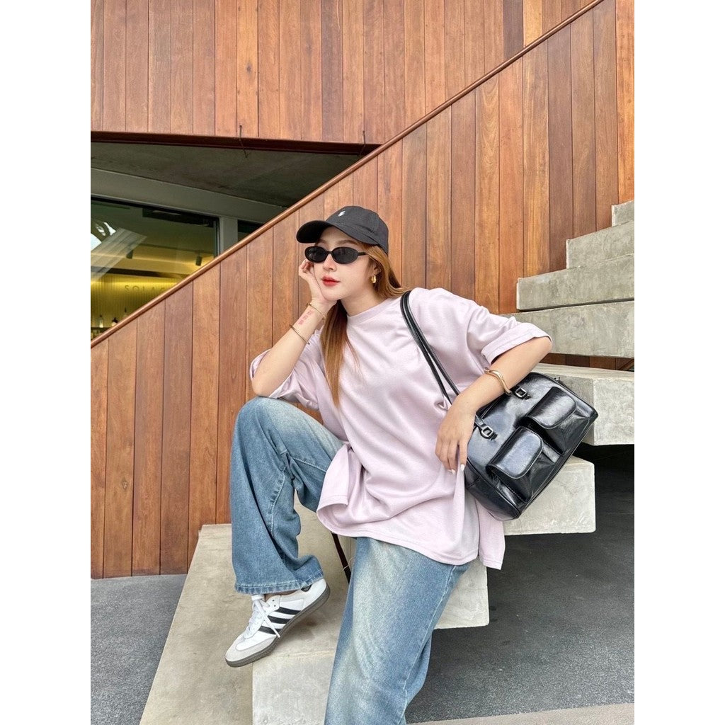 【T030】PREMIUM SIWA Space Cotton Women Oversize Top 太空棉 侧边开叉 Oversize Tee Women Tshirt