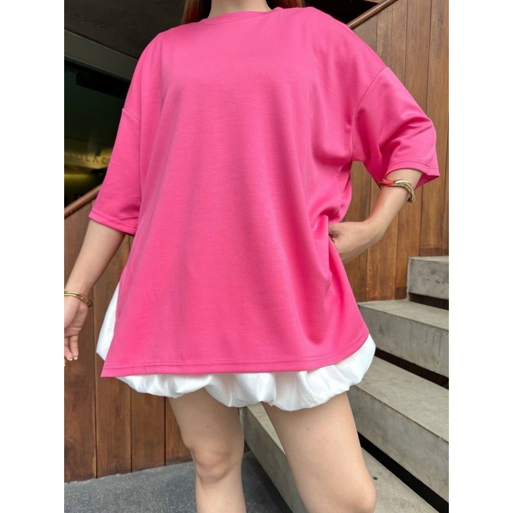 【T030】PREMIUM SIWA Space Cotton Women Oversize Top 太空棉 侧边开叉 Oversize Tee Women Tshirt