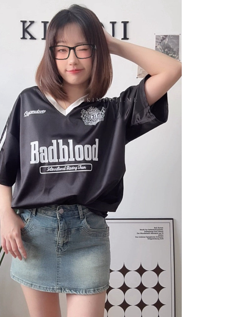 【T900】 宽松运动美式足球风宽松女Tee